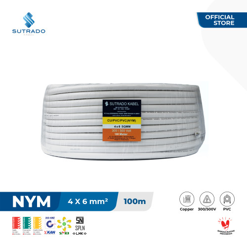 Kabel Listrik NYM Sutrado Kabel 4x6 Sqmm - 100 Meter