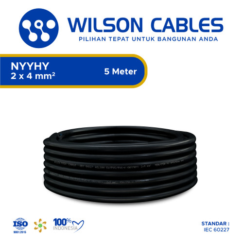 Wilson Cables - NYYHY 2x4 mm² 5 Meter - Kabel Tembaga Serabut