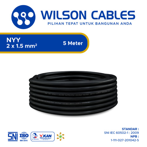 Wilson Cables - NYY 2x1.5 mm² 5 Meter - Kabel Tembaga Kawat