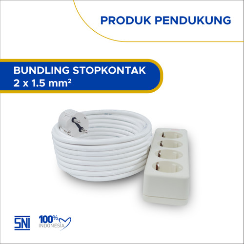 Paket Sekontak Sehati - Uticon (Kabel 2x1.5 5 Meter + Stop Kontak)