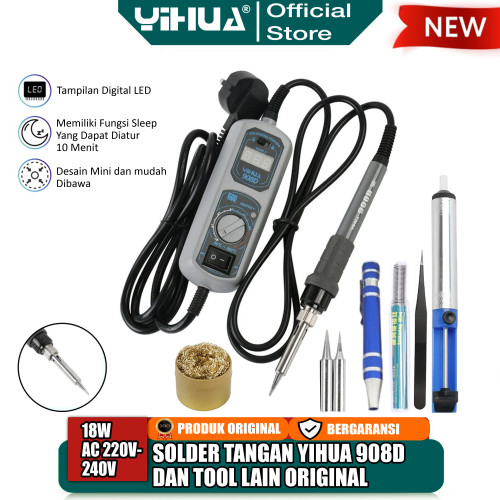 Yihua 908D Tool Set Solder Tangan Listrik dan Tool Lain Box Excellent