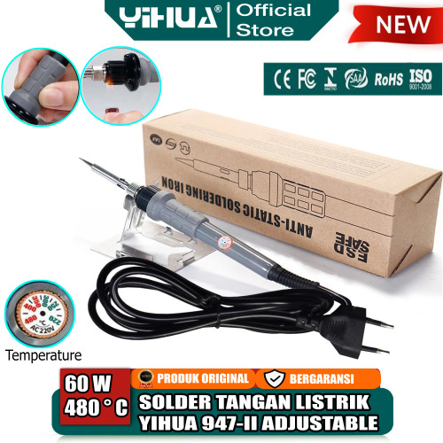 Yihua 947-II Solder Tangan Listrik 60W Adjustable Temperature Iron Tip