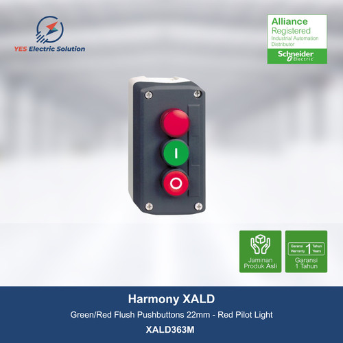 Schneider Harmony XALD Push Button Flush Hijau/Merah 22mm - XALD363M