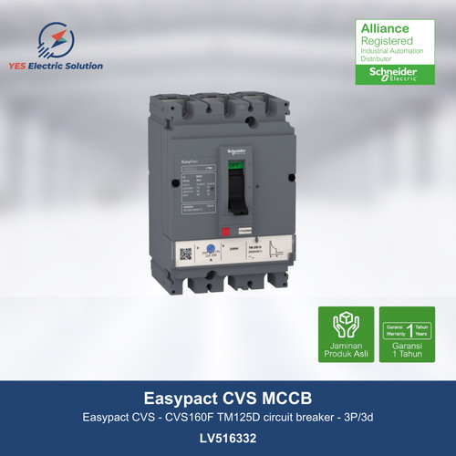 Schneider Easypact CVS160F MCCB TM125D circuit breaker 3P - LV516332