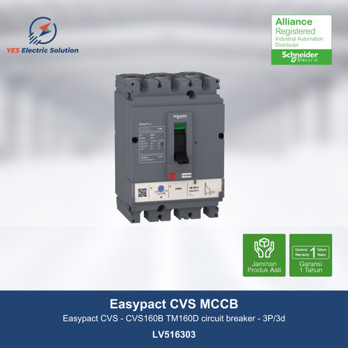 Schneider Easypact CVS160B MCCB TM160D circuit breaker 3P - LV516303