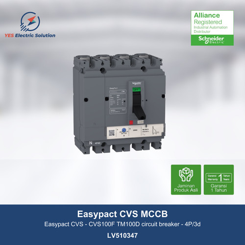 Schneider Easypact CVS100F MCCB TM100D circuit breaker 4P - LV510347