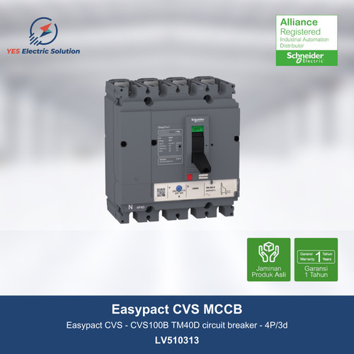 Schneider Easypact CVS100B MCCB TM40D circuit breaker 4P - LV510313