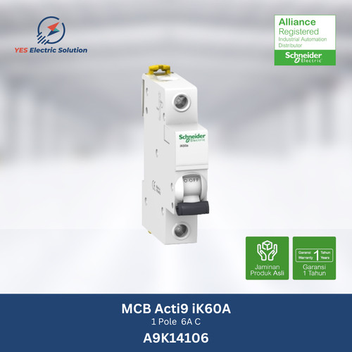 MCB Schneider Acti9 ik60a 1 Pole 1P 6A 4,5Ka - A9K14106