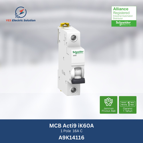 Schneider MCB Acti9 ik60a 1 Pole 16A 4,5Ka - A9K14116