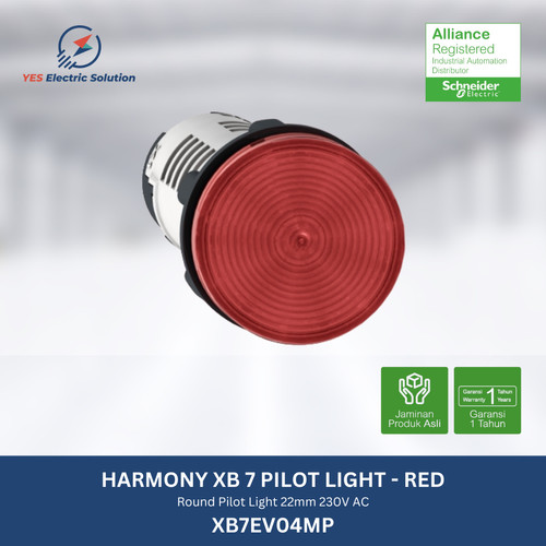 Schneider Round PILOT LIGHT 22mm LED 230V AC Red - XB7EV04MP