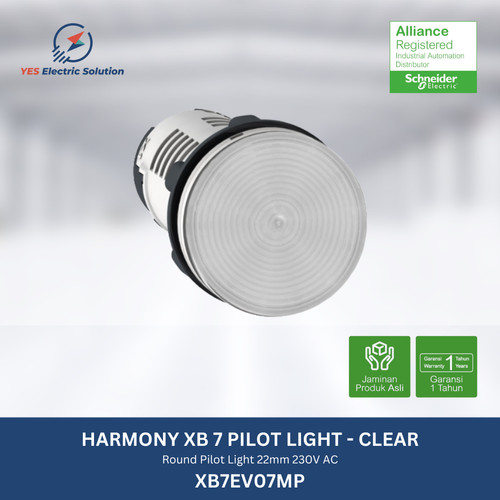 Schneider Round PILOT LIGHT 22mm LED 230V AC Clear - XB7EV07MP