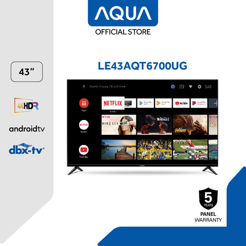 AQUA JAPAN TV 43 INCH SMART ANDROID DVB T2 43AQT6700 4K UHD | RESMI