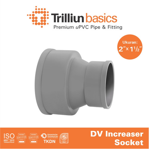 Fitting Pipa uPVC Trilliunbasics DV Increaser Socket 2" x 1 1/2" Inch