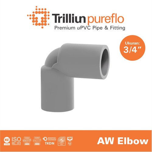 Fitting Pipa uPVC Trilliunpureflo AW Elbow 3/4" Inch