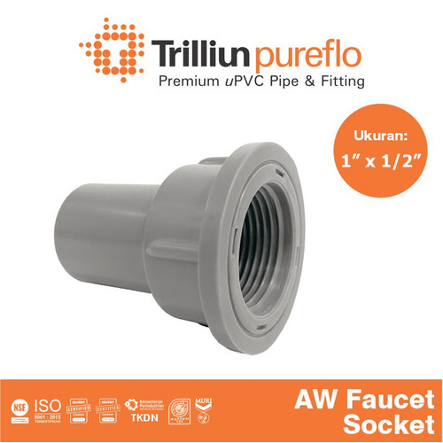 Fitting Pipa uPVC Trilliunpureflo AW Faucet Socket 1" x 1/2" Inch