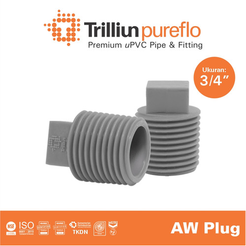 Fitting Pipa uPVC Trilliunpureflo AW Plug 3/4" Inch