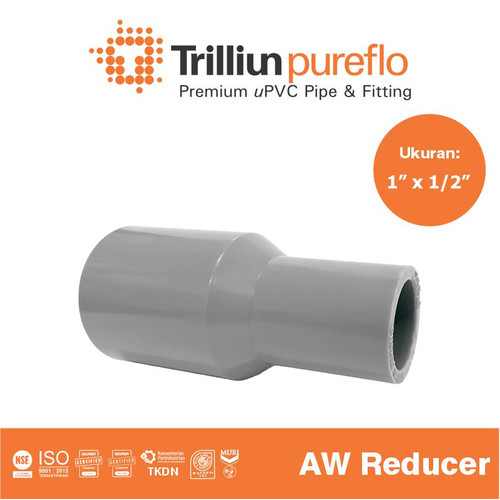 Fitting Pipa uPVC Trilliunpureflo AW Reducer 1" x 1/2" Inch