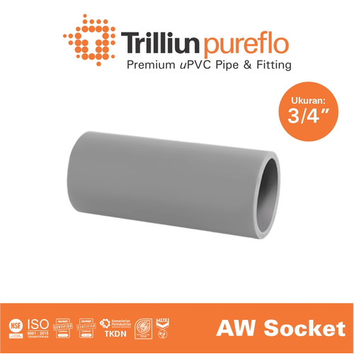 Fitting Pipa uPVC Trilliunpureflo AW Socket 3/4" Inch