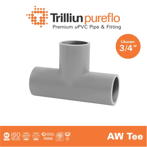 Fitting Pipa uPVC Trilliunpureflo AW Tee 3/4" Inch