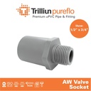 Fitting Pipa uPVC Trilliunpureflo AW Valve Socket 1/2" x 3/4" Inch