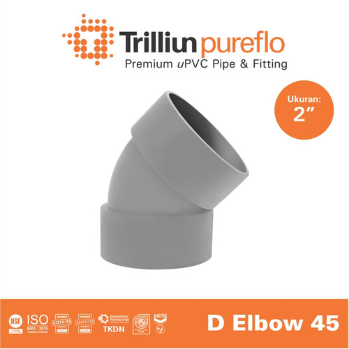 Fitting Pipa uPVC Trilliunpureflo D Elbow 45° 2" Inch