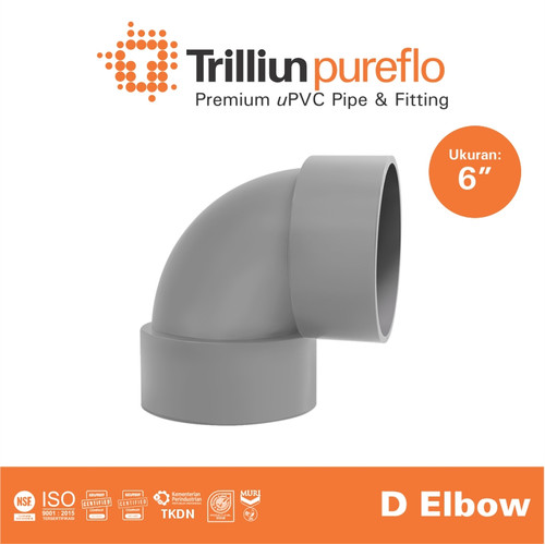 Fitting Pipa uPVC Trilliunpureflo D Elbow 6" Inch