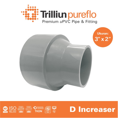 Fitting Pipa uPVC Trilliunpureflo D Increaser 3" x 2" Inch