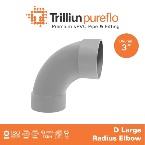 Fitting Pipa uPVC Trilliunpureflo D Large Radius Elbow 3" Inch