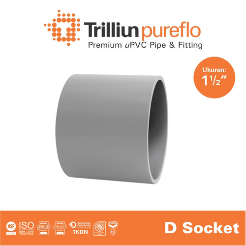 Fitting Pipa uPVC Trilliunpureflo D Socket 1 1/2" Inch