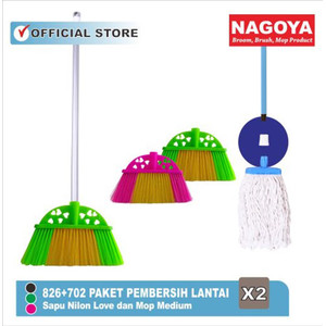 NAGOYA Paket Pembersih Lantai : Mop Medium + Sapu Nilon Love