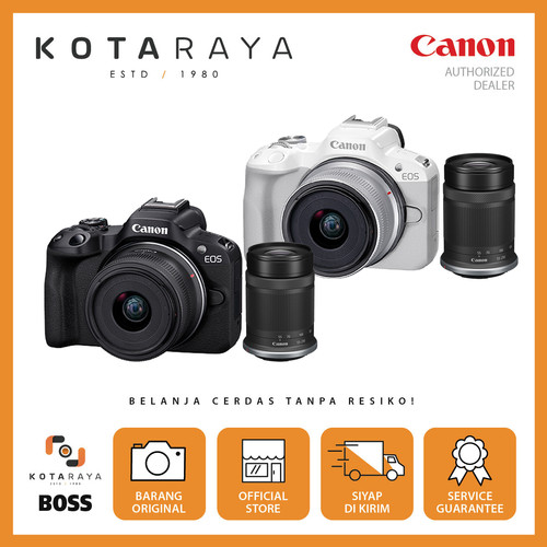 Canon EOS R50 Mirrorless Camera Kit 18-45mm + 55-210mm GARANSI RESMI