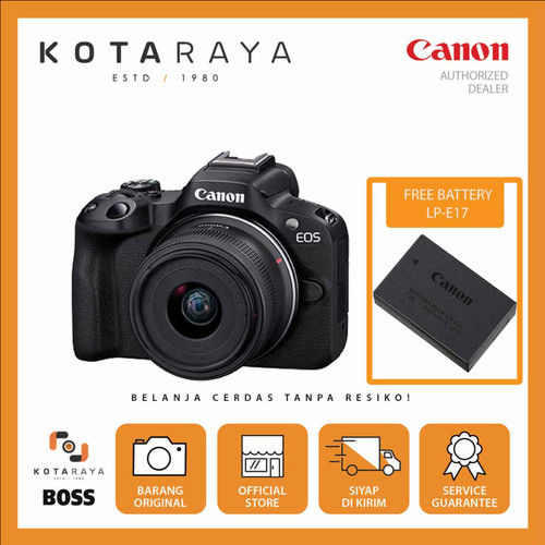 Canon EOS R50 Kit RF-S 18-45mm f/4.5-6.3 IS STM - GARANSI RESMI