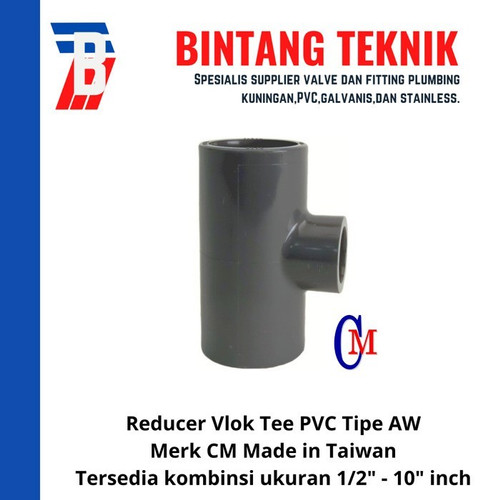 Reducer Vlok Tee 6" x 3" PVC AW Merk CM Taiwan