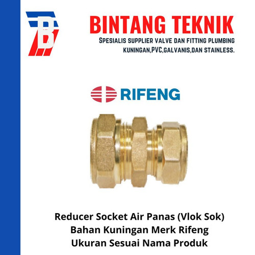 Reducer Socket Air Panas 1" (2025) x 1/2" (1216) Kuningan Rifeng