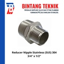 Double Nepel / Reducer Nepel (Nipple) 3/4" x 1/2" Stainless 304 #150