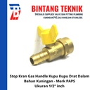 Stop Kran Valve Gas 1/2" inch Merk PAPS Kuningan Drat Dalam