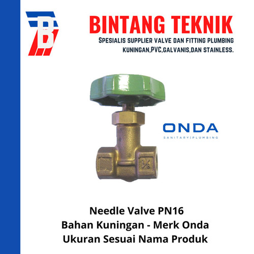 Needle Valve 1/4" inch Kuningan Onda