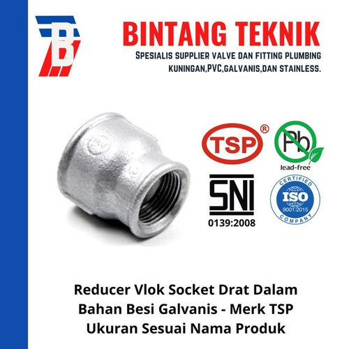 Reducer Vlok Sok 1 1/4" x 3/4" Besi Galvanis TSP