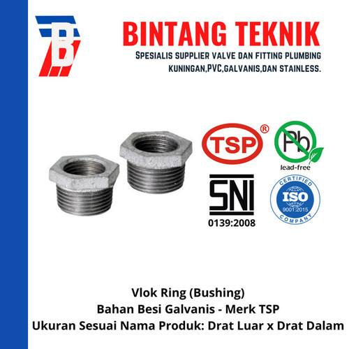 Vlok Ring (Bushing) 1" x 1/2" Besi Galvanis TSP