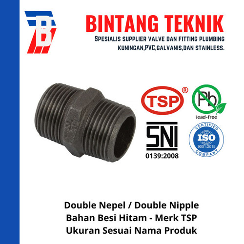 Double Nepel 3/4" inch Besi Hitam TSP