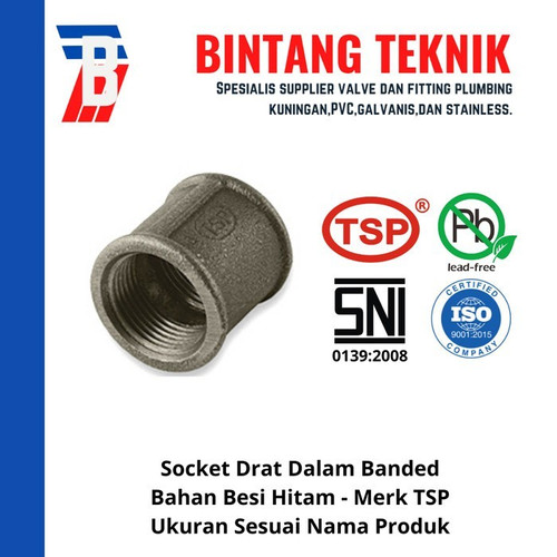 Socket 1 1/4" inch Besi Hitam TSP Drat Dalam