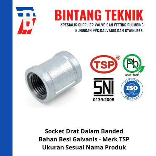 Socket 1 1/4" inch Besi Galvanis TSP Drat Dalam