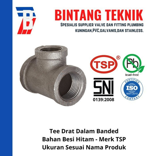 Tee 1 1/2" inch Besi Hitam TSP Drat Dalam