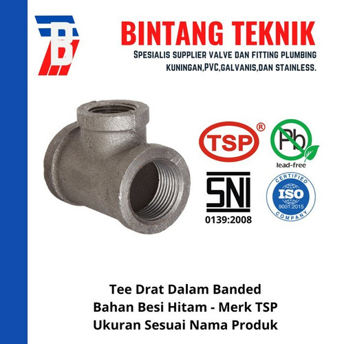 Tee 1 1/4" inch Besi Hitam TSP Drat Dalam