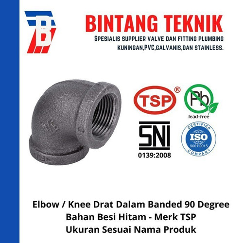 Elbow / Knee 2" inch Besi Hitam TSP 90 Derajat