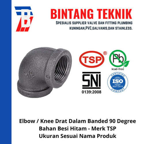 Elbow / Knee 3/4" inch Besi Hitam TSP 90 Derajat