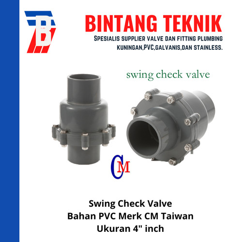 Swing Check Valve / Kleb Tabok PVC 4" inch Merk CM