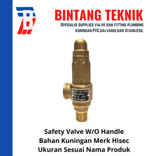 Safety Valve Hisec 1/2" inch Tanpa Handle Kuningan