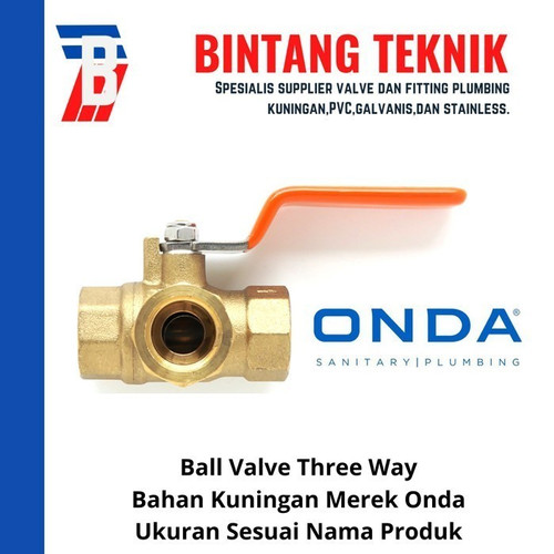 Ball Valve Three Way 2" inch Kuningan Onda