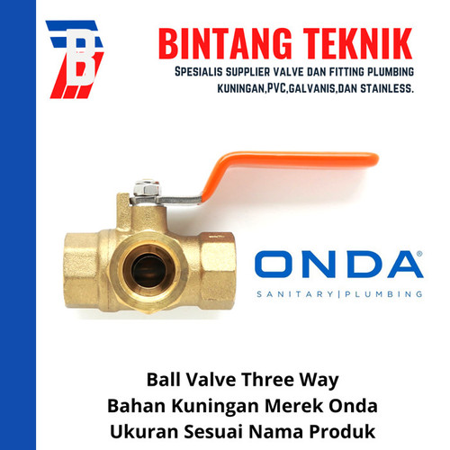 Ball Valve Three Way 3/8" inch Kuningan Onda